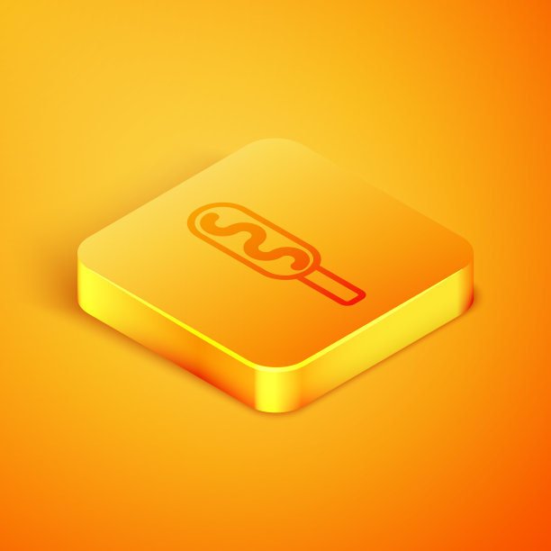 等距线玉米狗图标孤立在橙色图片下载