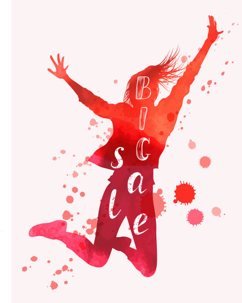 大销售概念跳跃女人图片下载