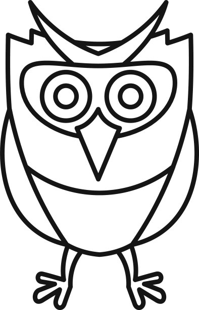 野生猫头鹰图标轮廓风格图片下载
