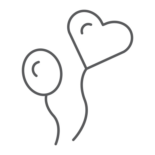 派对气球细线象征浪漫和爱情图片下载