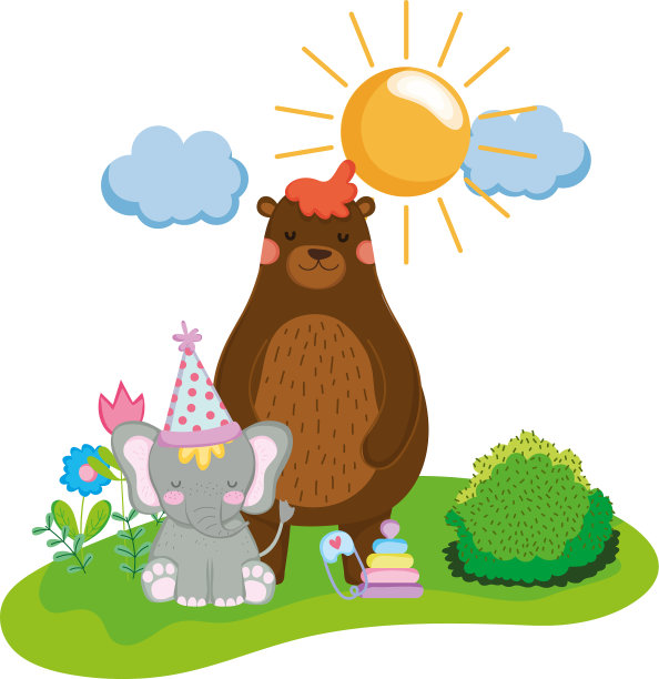 可爱的小象和派对帽子图片下载