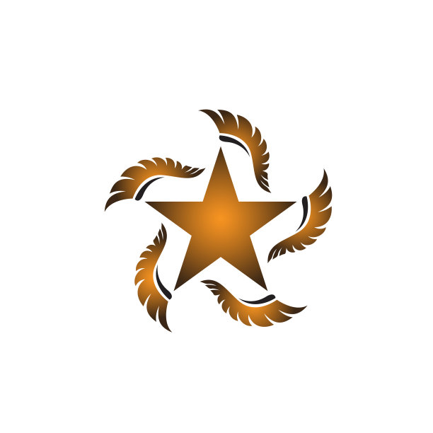 金色的星星，有五个金色的羽毛翅膀图片下载
