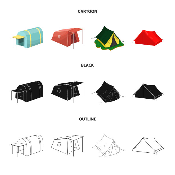 设计帐篷和露营标志设置帐篷图片下载