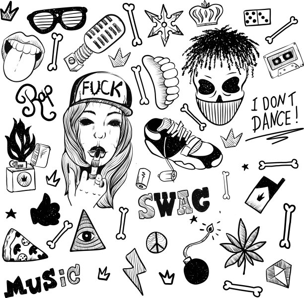 一套说唱音乐偶像黑人孤立的嘻哈图片下载