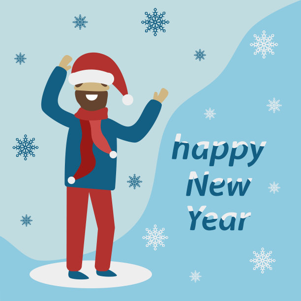 一个留着胡子，戴着红帽子，背景是蓝色的男人图片下载