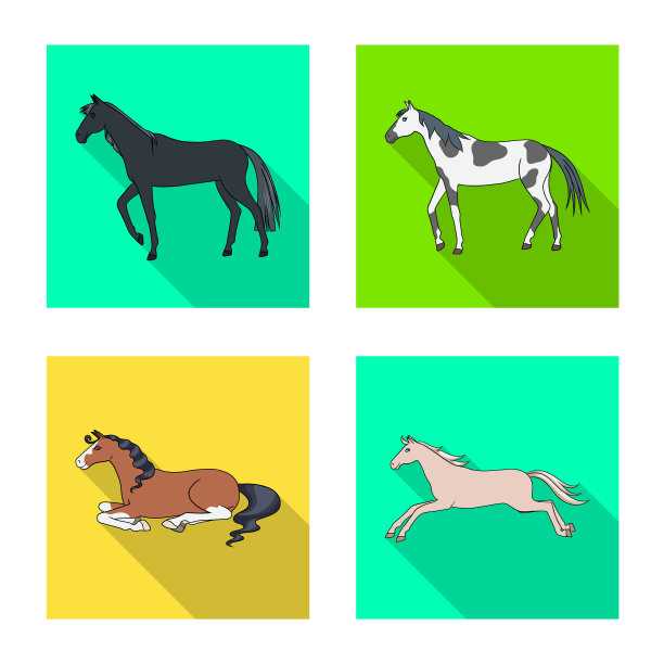孤立对象品种和马术标志集图片下载