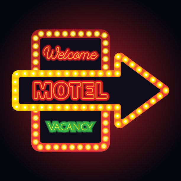 旅馆汽车旅馆的霓虹灯招牌图片下载