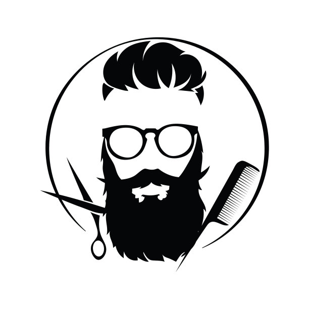 标志为美发师黑白标志为图片下载