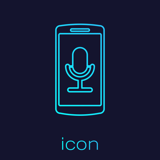 绿松石移动录音线图标隔离上图片下载