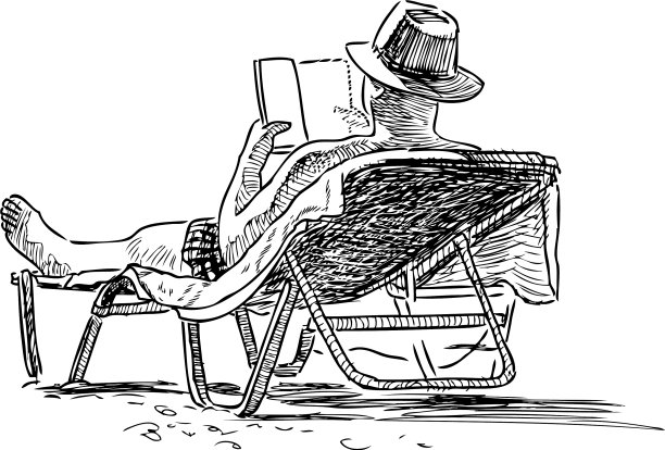 沙滩上一个人的素描图片下载