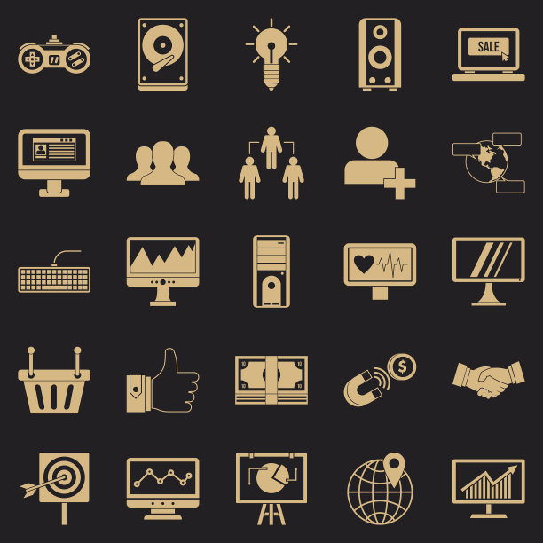 社交图标设置简单的风格图片下载