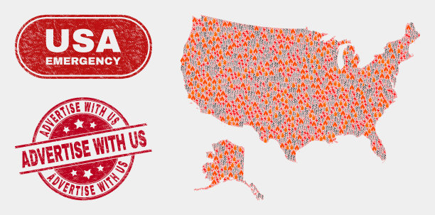 危险和紧急拼贴美国与阿拉斯加图片下载