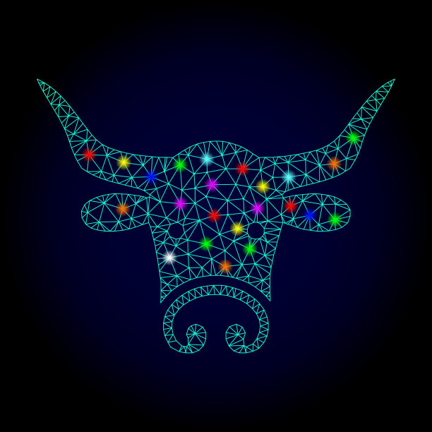 金属丝网牛头，带光点图片下载