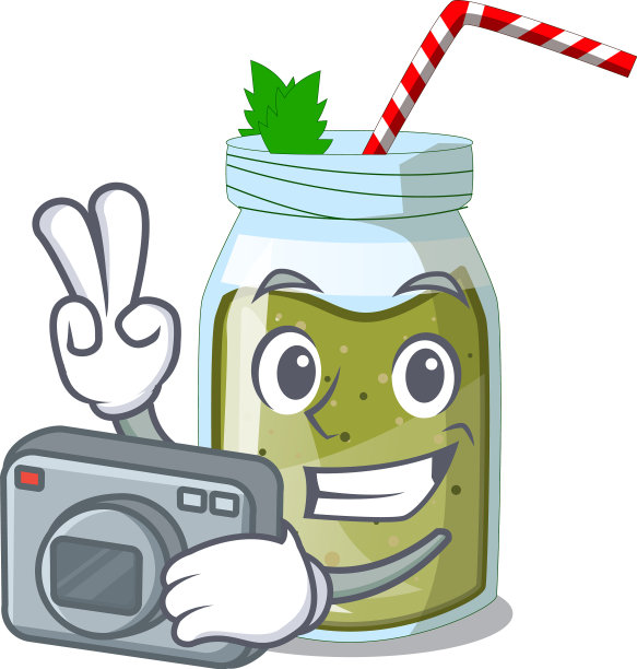 摄影师果汁绿色冰沙在人物杯图片下载