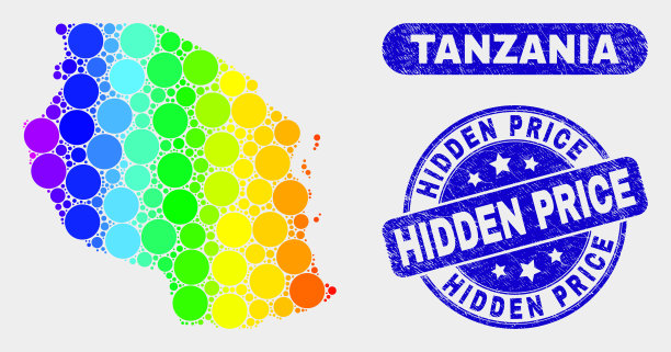 彩色马赛克坦桑尼亚地图和抓挠隐藏图片下载