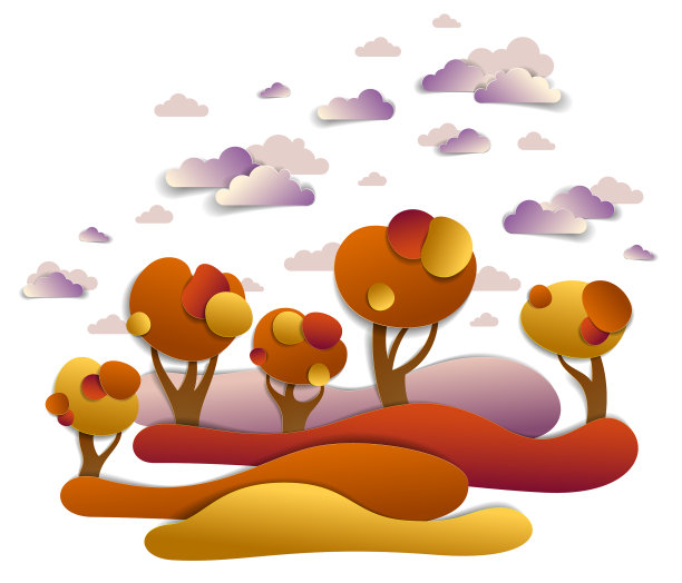 风景优美的秋景草甸和树木图片下载