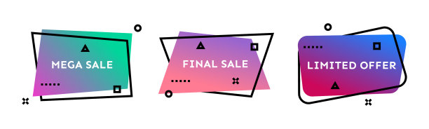 设置三个彩色几何时尚横幅图片下载