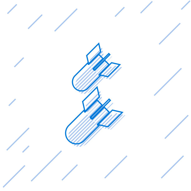 蓝线航空炸弹图标孤立在白色图片下载