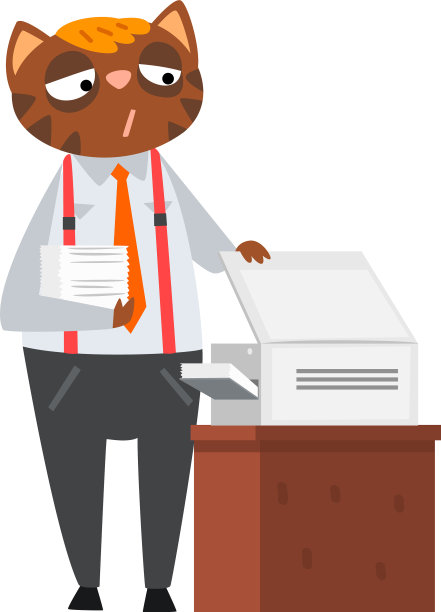 商人猫打印文件有趣图片下载