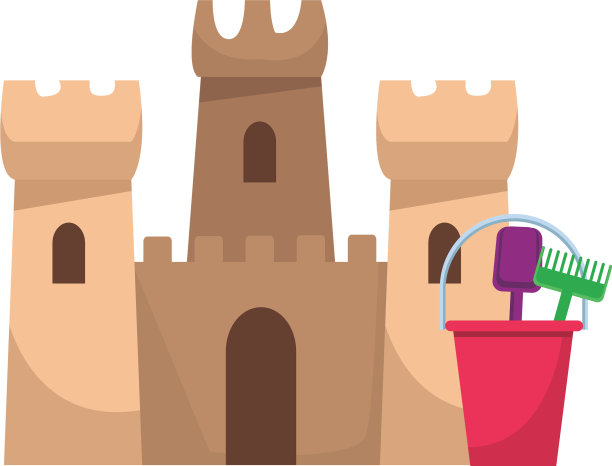 沙滩玩具和沙堡图片下载