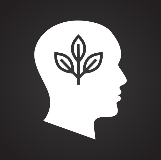 人类头部生态图标以黑色为背景图片下载