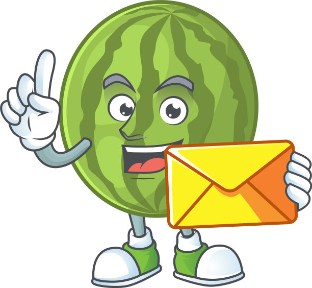 用西瓜包起来的卡通吉祥物配水果图片下载