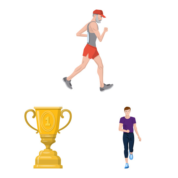 孤立对象步和短跑符号集图片下载