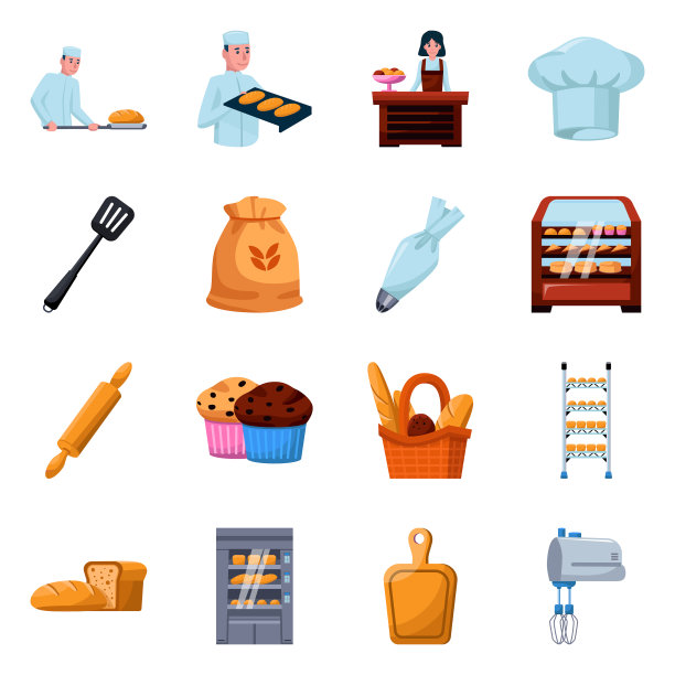 孤立的对象烘焙和自然图标图片下载