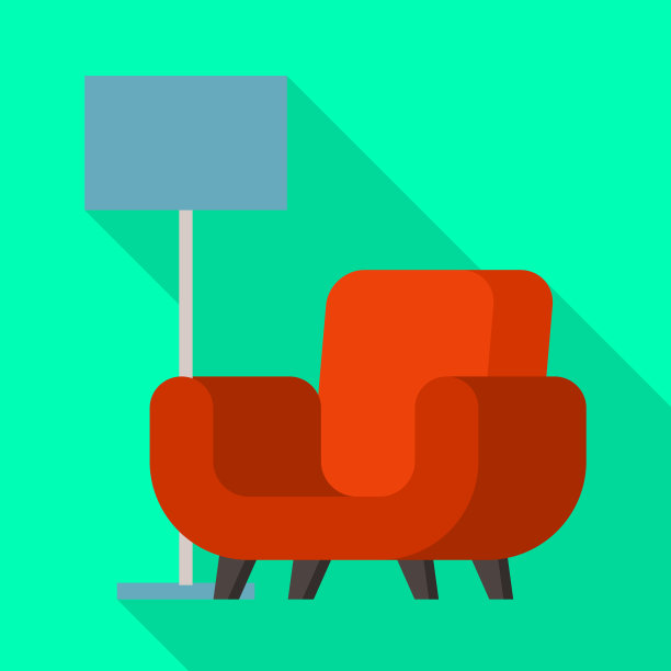 设计扶手椅及灯具标志套装图片下载