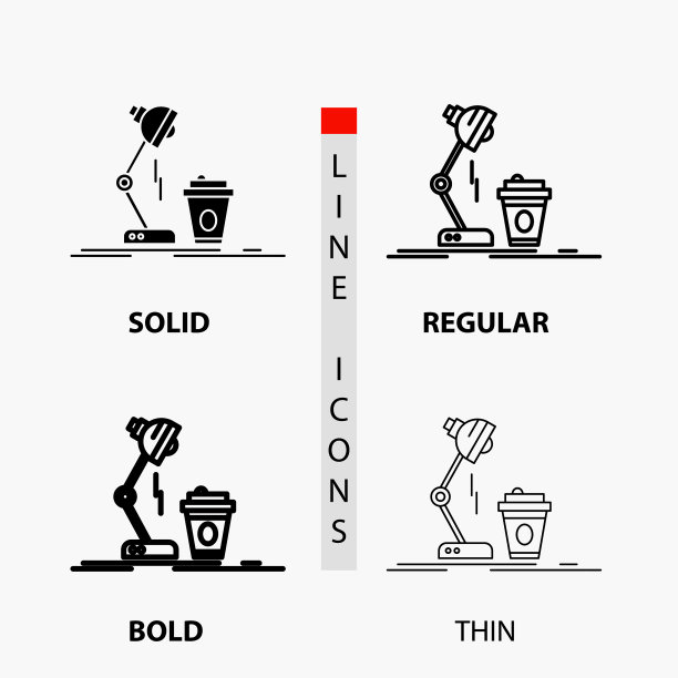 工作室设计的咖啡灯在薄闪光图标图片下载