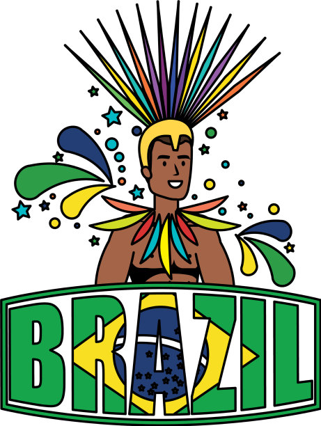 巴西男舞者与巴西标签图片下载