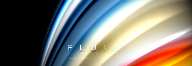 明亮的彩色液体流体线条上的黑色图片下载