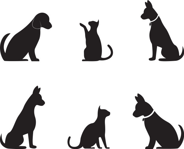 猫和狗的剪影标志图片下载