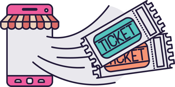 带帐篷和门票的智能手机出来了图片下载