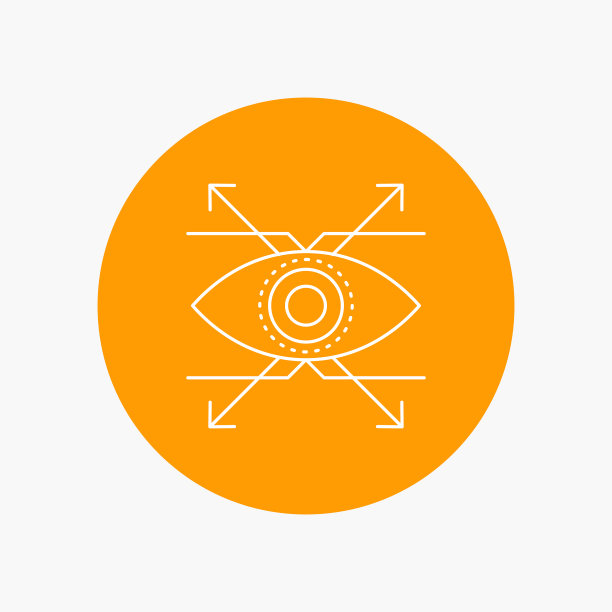 商业眼睛看视觉白色线图标图片下载