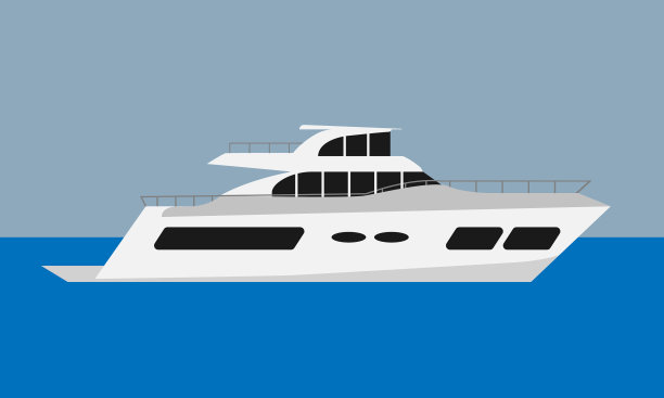 豪华夏季游艇平坦的色彩风格图片下载