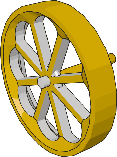 简单的一个黄色轮子白色的背景图片下载