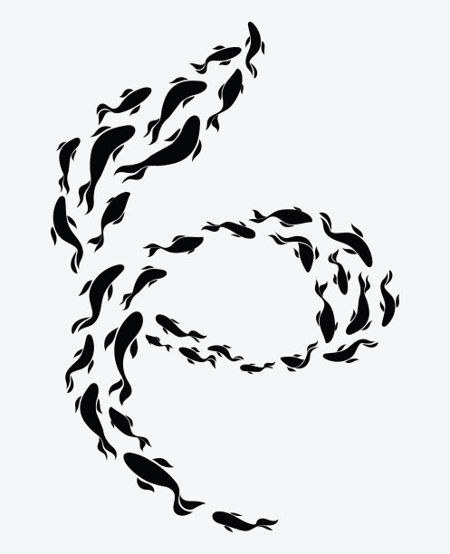 剪影群海鱼群图片下载