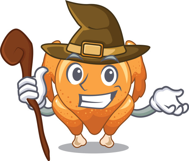 女巫烤鸡是孤立的人物图片下载