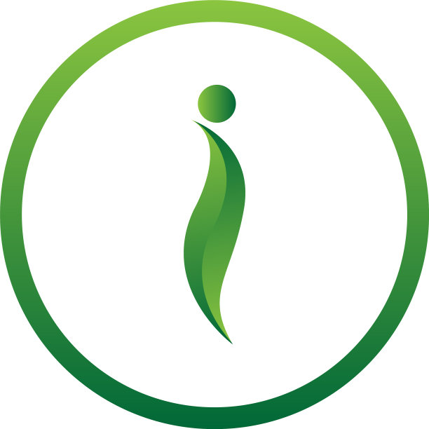 字母I用树叶和圆形的自然图标标识图片下载