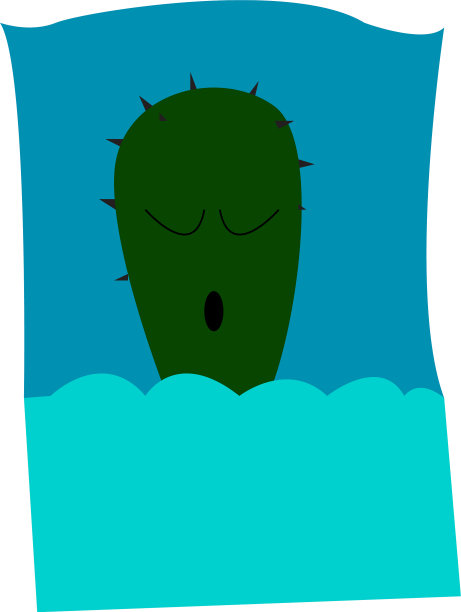 一个刺仙人掌睡在蓝色的床上图片下载