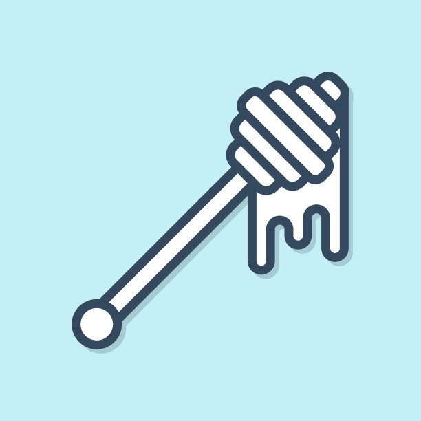 蓝线蜂蜜勺沾着滴蜜图片下载