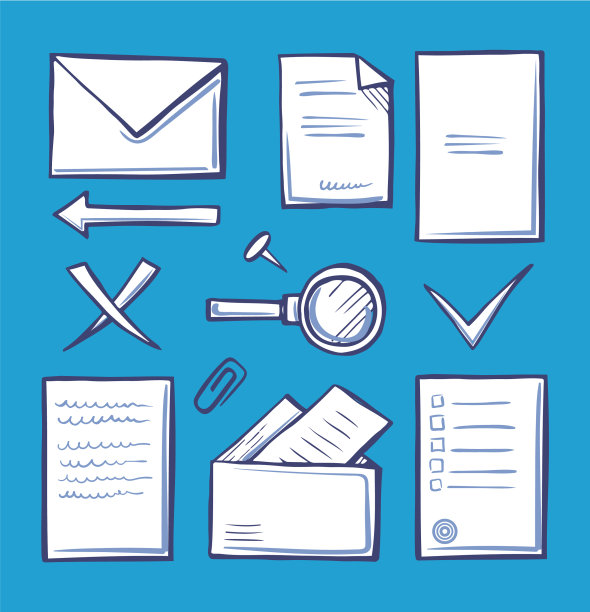 办公用纸和文档图标集图片下载