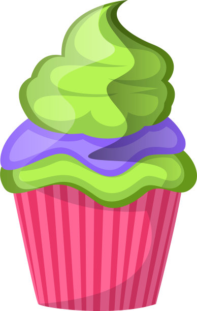 绿色丝绒纸杯蛋糕，紫色和绿色图片下载