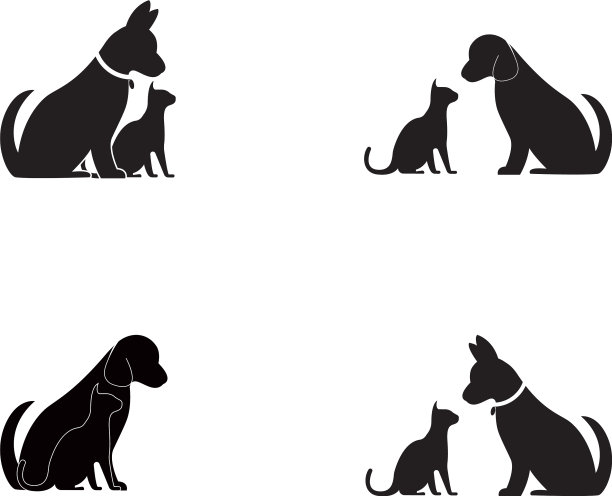 猫和狗的剪影标志图片下载