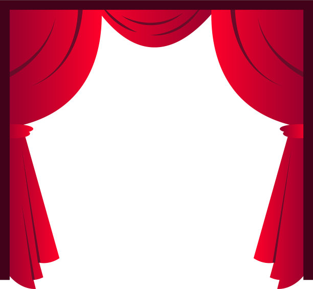 白色背景上简单的红色窗帘图片下载