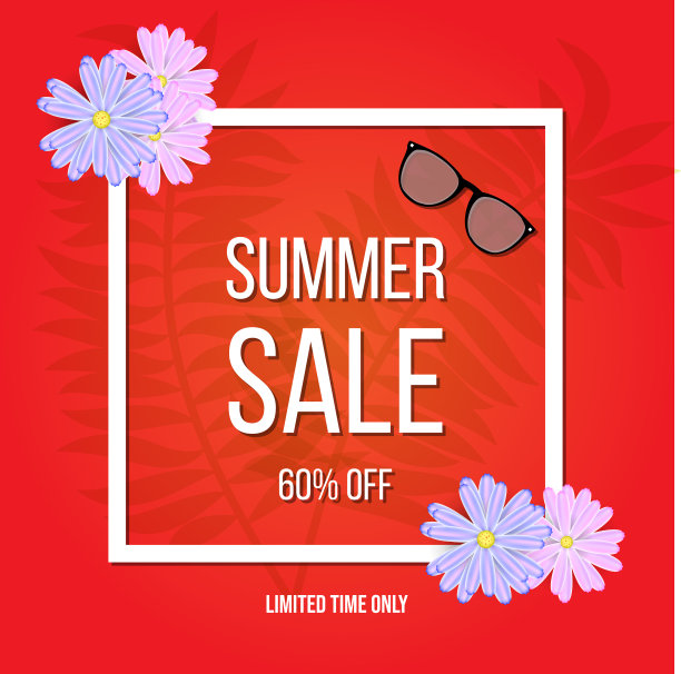 夏季促销海报背景与热带图片下载