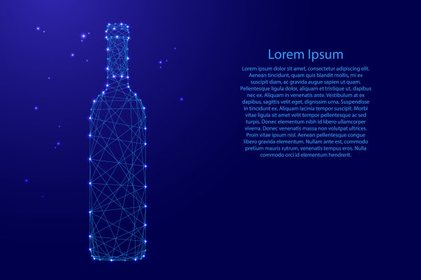 瓶装葡萄酒来自未来的多边形蓝图片下载