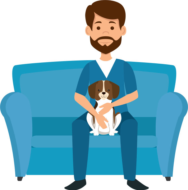 兽医在椅子上与狗阿凡达图片下载