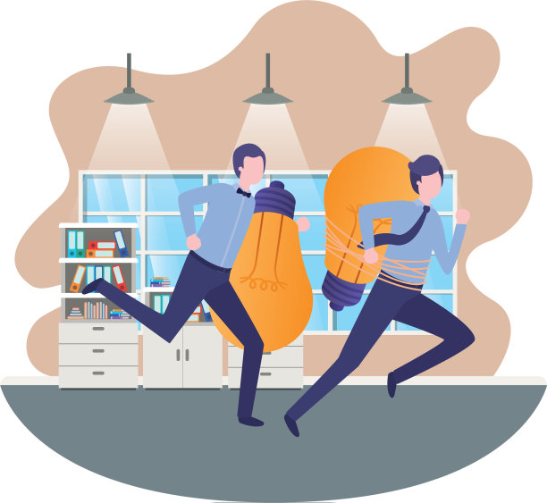 房间里有灯泡的商人图片下载